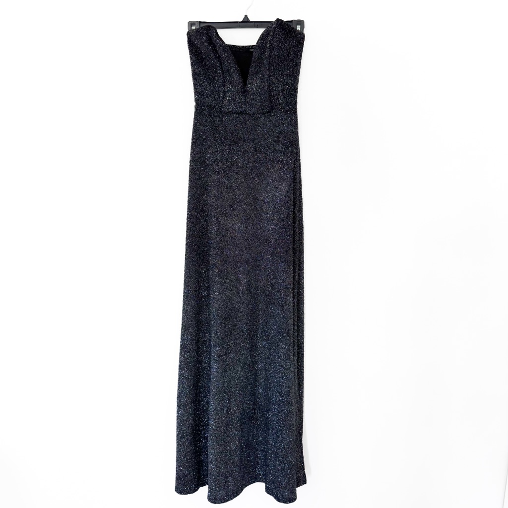Forever 21 Black/Silver Glitter Elegant Evening Gown Size Small